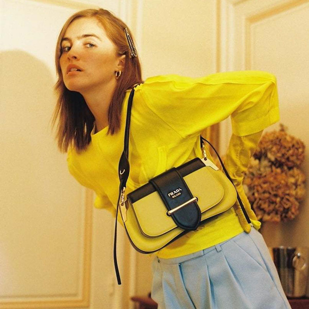 Prada City Calf Yellow Hobo Bag