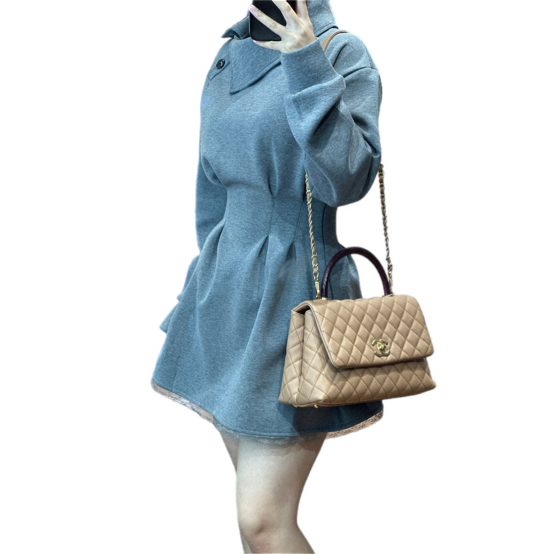 Chanel Coco Handle Medium Brown Lizard Handle