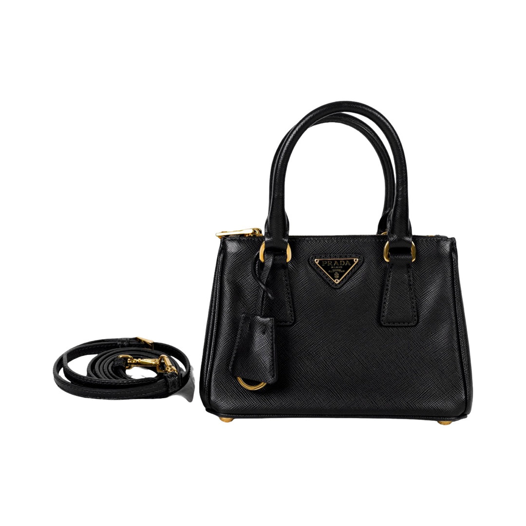 Prada Saffiano Galleria Mini Tote Bag Black