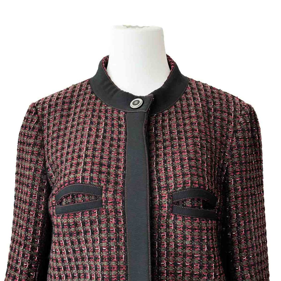 Chanel 15A Red Trim Wool Cotton Tweed Jacket  #42