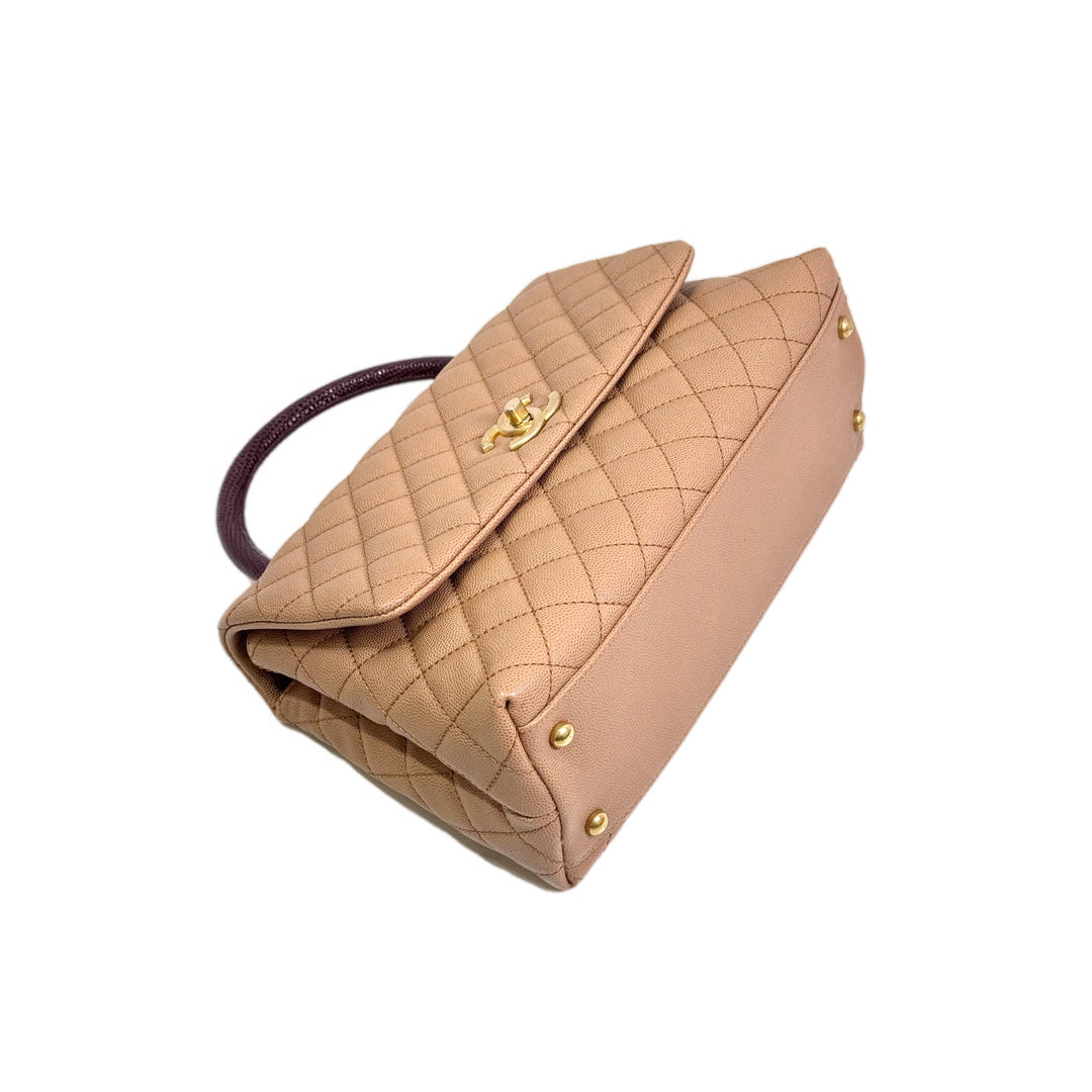 Chanel Coco Handle Medium Brown Lizard Handle