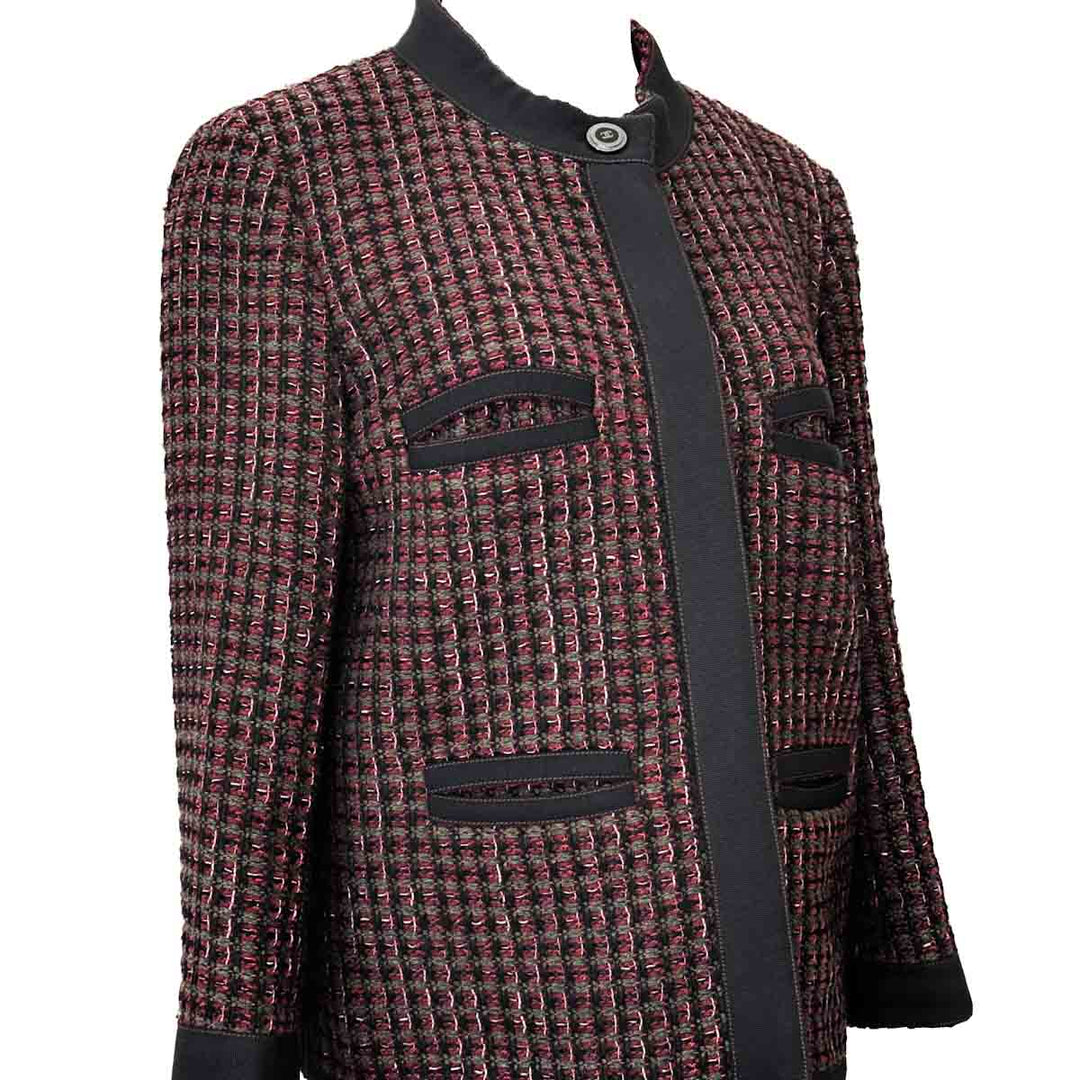 Chanel 15A Red Trim Wool Cotton Tweed Jacket  #42