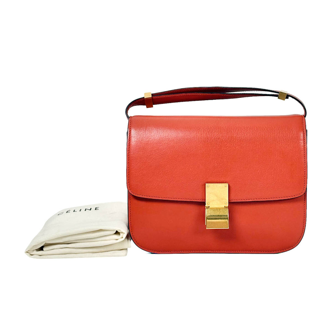 Celine Orange Classic Box Medium Bag