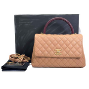 Chanel Coco Handle Medium Brown Lizard Handle