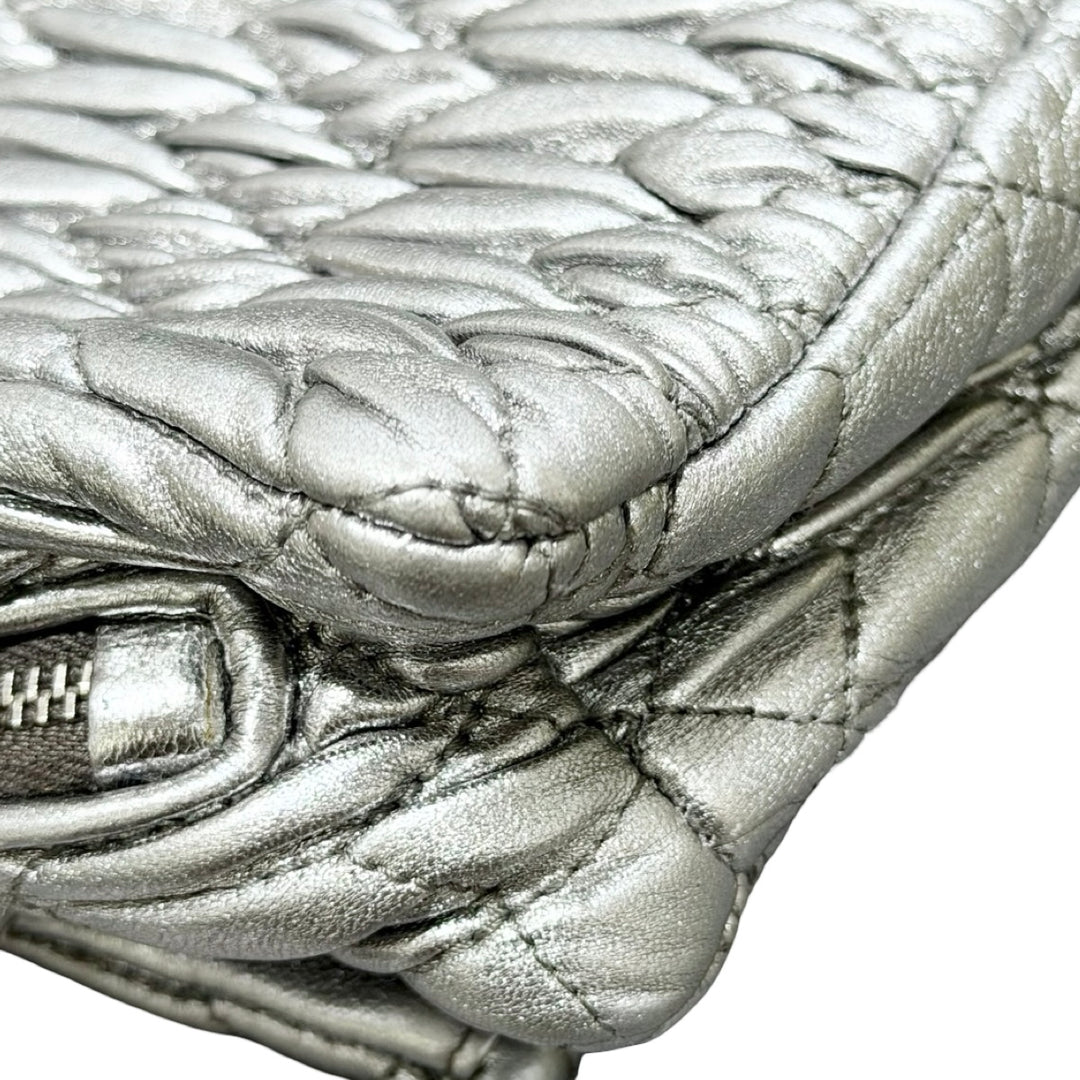 Miumiu Crystal Chain Bag Silver Lambskin