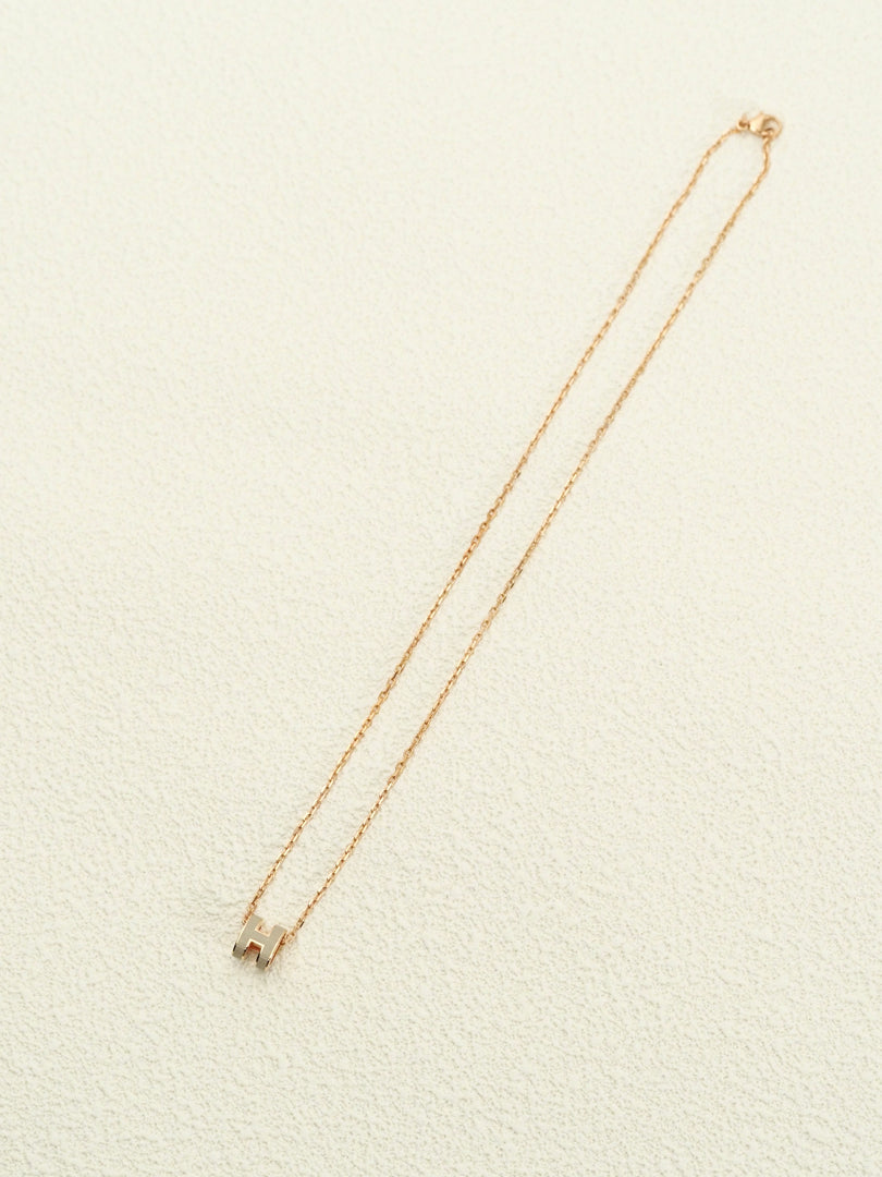 Hermes H Pop Necklace Rose Gold Chai