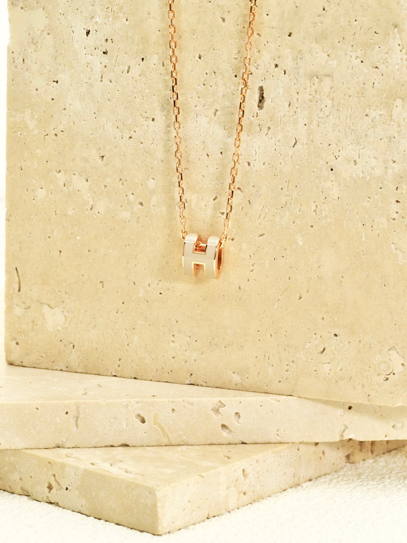 Hermes H Pop Necklace Rose Gold Chai