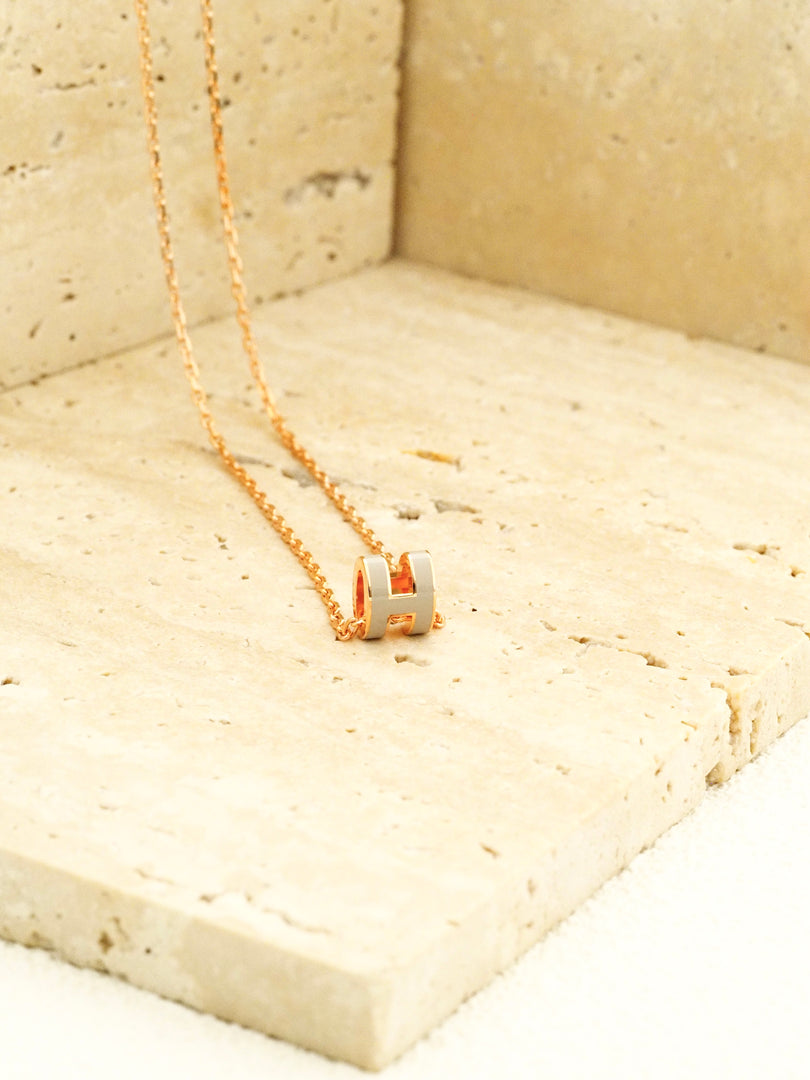 Hermes H Pop Necklace Rose Gold Chai