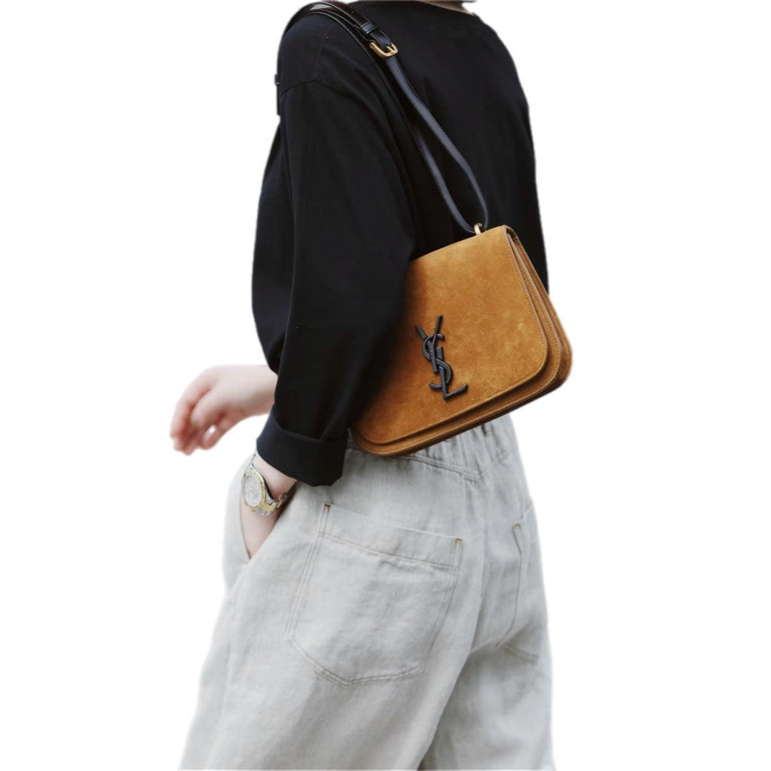 YSL Suede Spontini Brown Bag