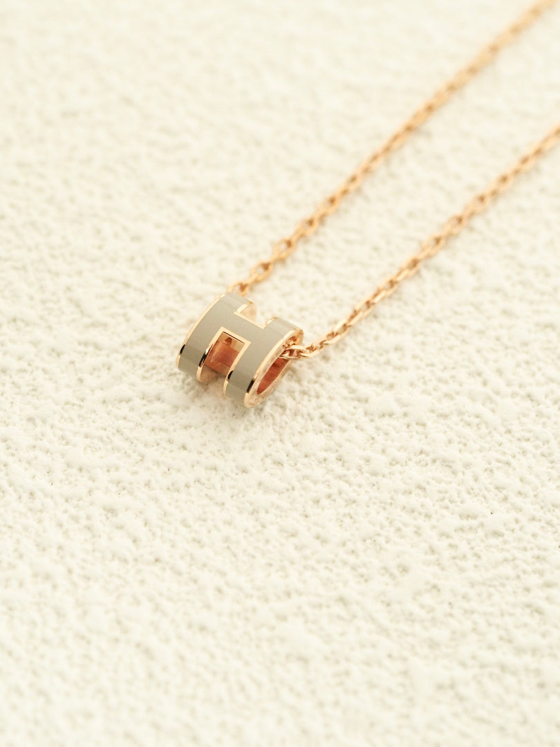 Hermes H Pop Necklace Rose Gold Chai