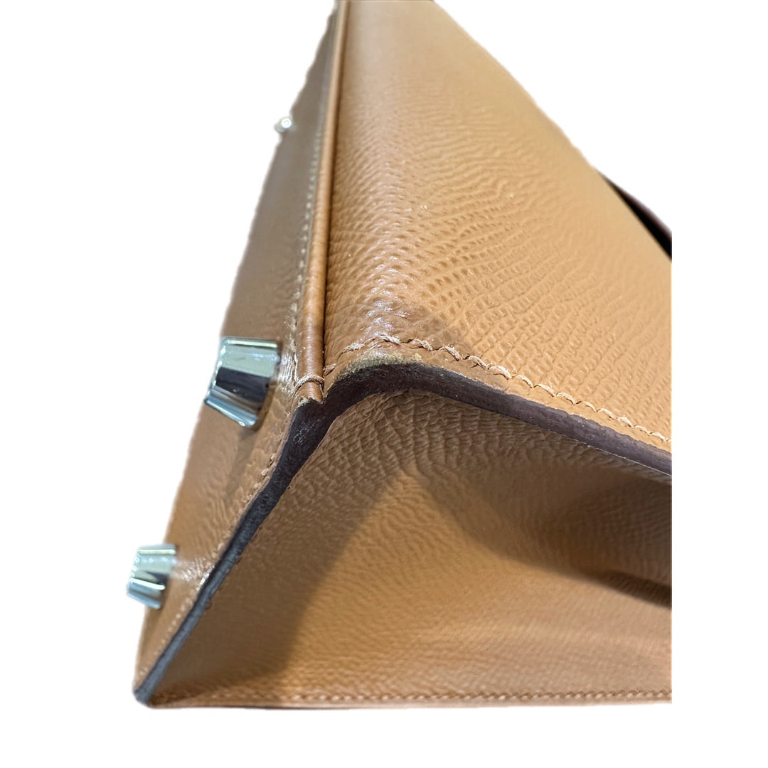 Hermes Kelly 25cm Epsom Gold/Craie/Black/Blue Sapphire