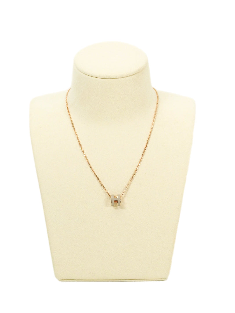 Hermes H Pop Necklace Rose Gold Chai