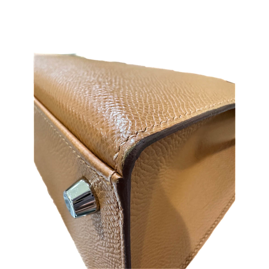 Hermes Kelly 25cm Epsom Gold/Craie/Black/Blue Sapphire