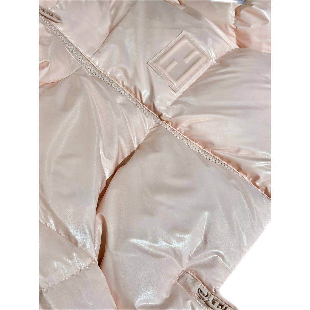 Fendi Pink Cropped Zip Padded Down Jacket #M