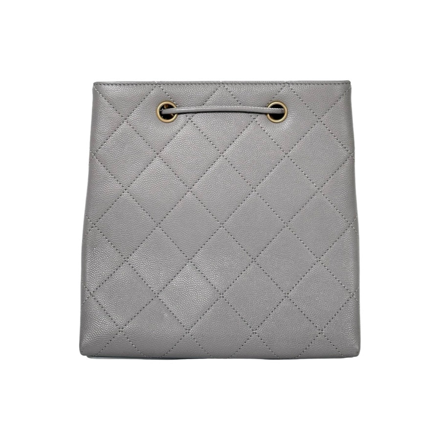 Chanel Grey Drawstring Bucket Bag