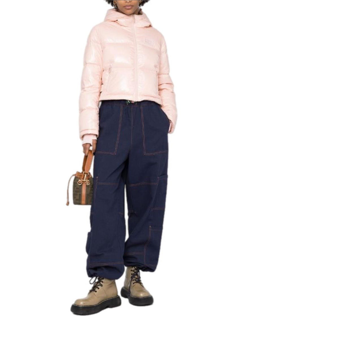 Fendi Pink Cropped Zip Padded Down Jacket #M