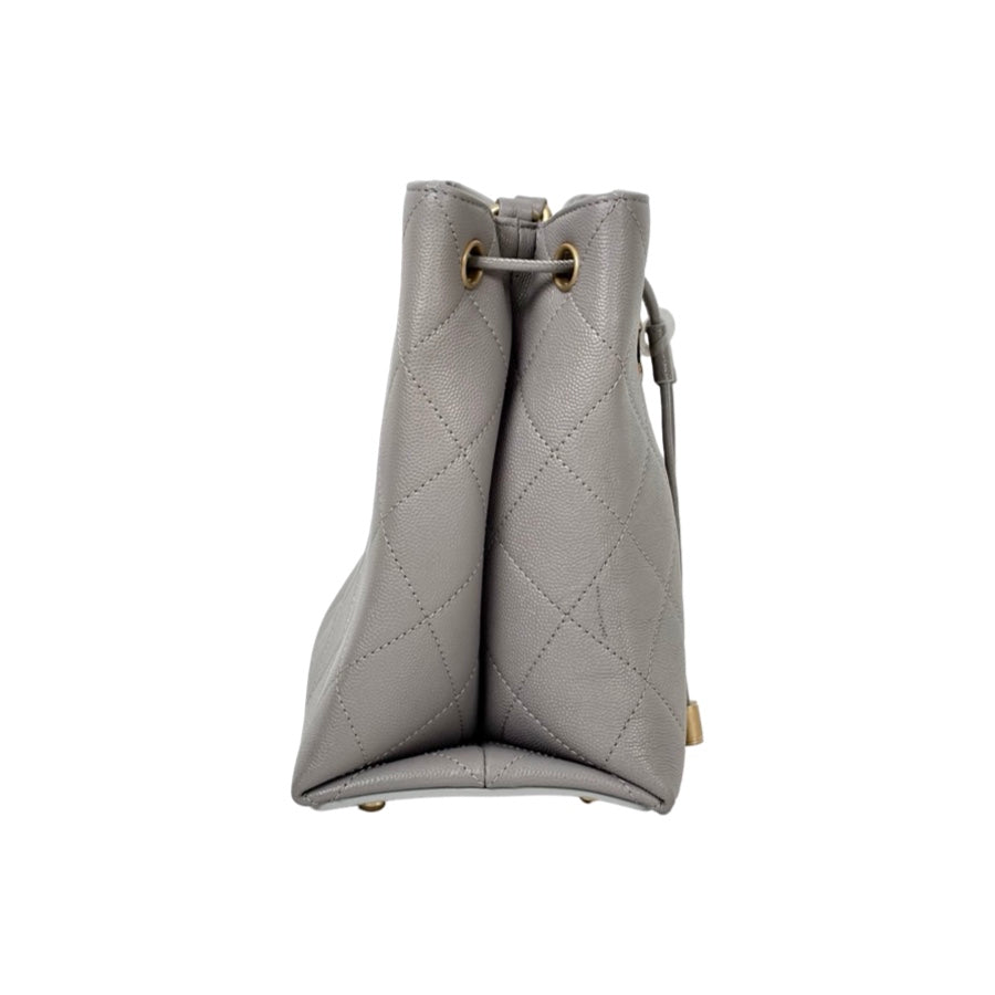 Chanel Grey Drawstring Bucket Bag