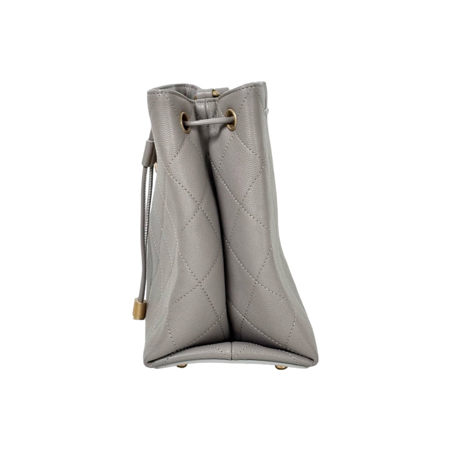 Chanel Grey Drawstring Bucket Bag