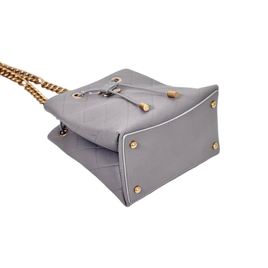Chanel Grey Drawstring Bucket Bag