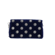 Miumiu Crossbody Bag Crystal Chain Blue Velvet
