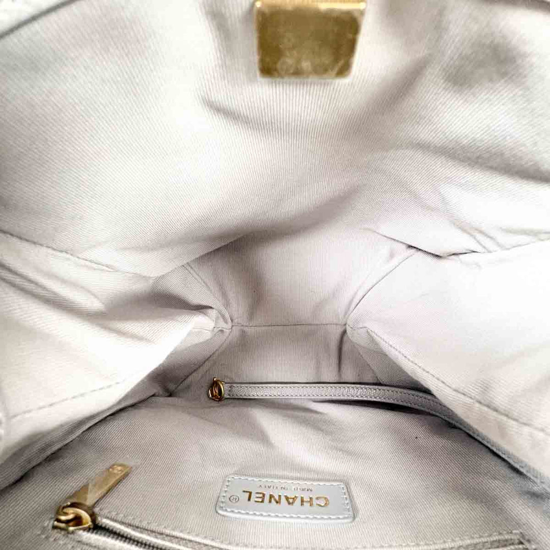 Chanel Grey Drawstring Bucket Bag