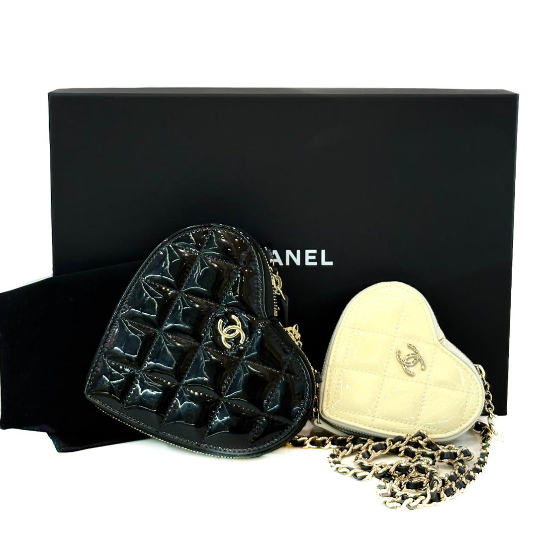 Chanel Patent Double Heart Chain Bag