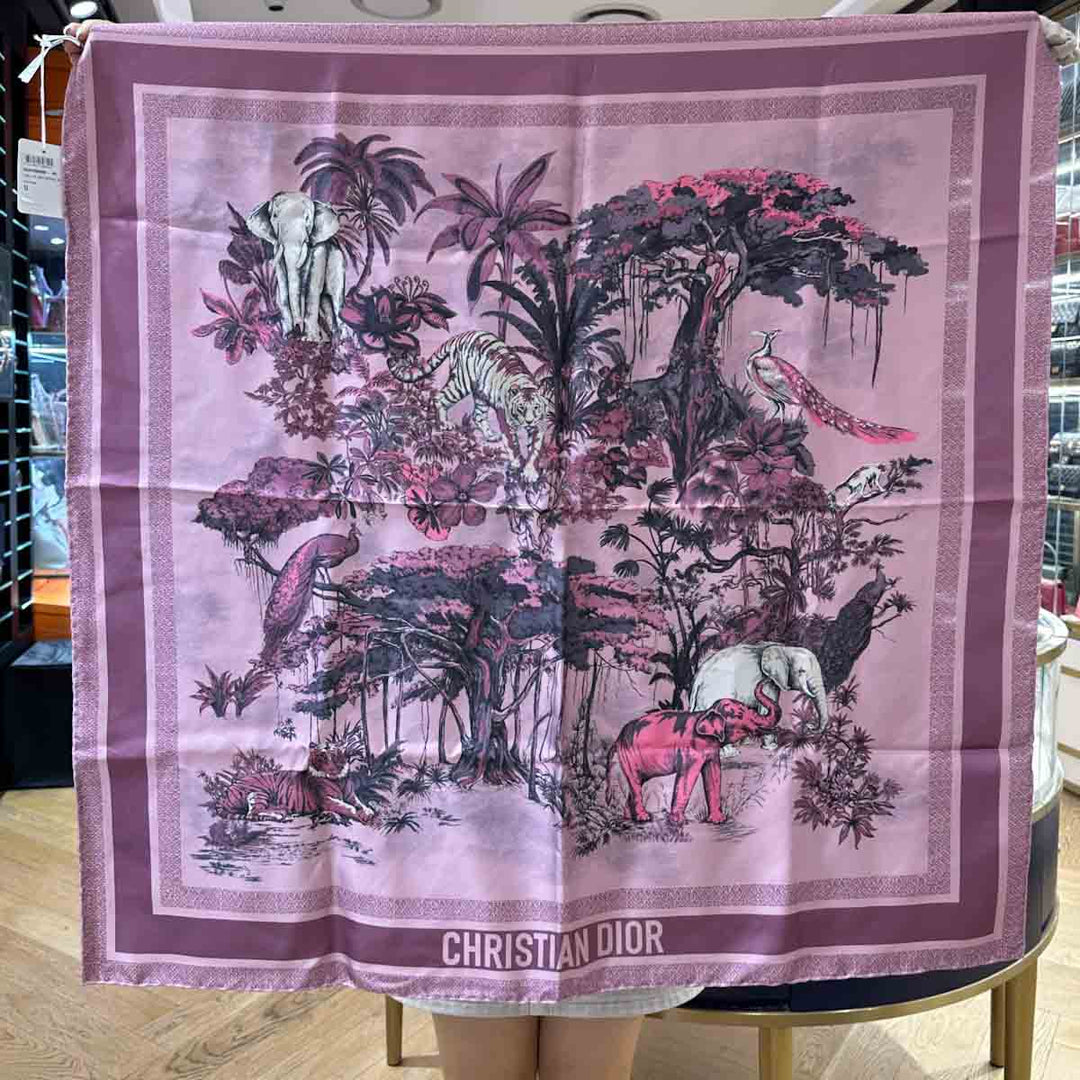 Dior Toile De Jouy Sauvage Silk Scarf Double Side 90cm