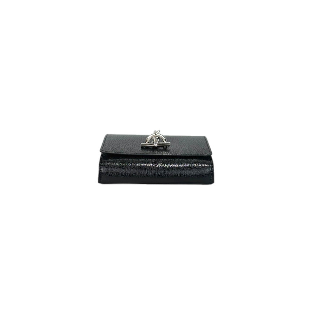 Hermes Portefeuille Chaine D’ancre To Go Wallet Goat Skin Black Silver