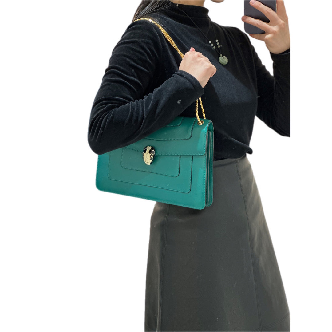Bvlgari Green Med Serpenti Chain Bag