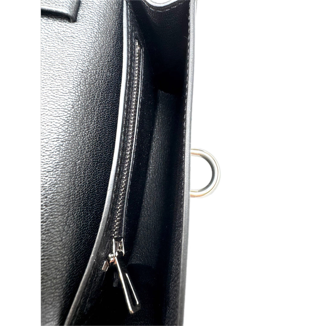 Hermes Portefeuille Chaine D’ancre To Go Wallet Goat Skin Black Silver