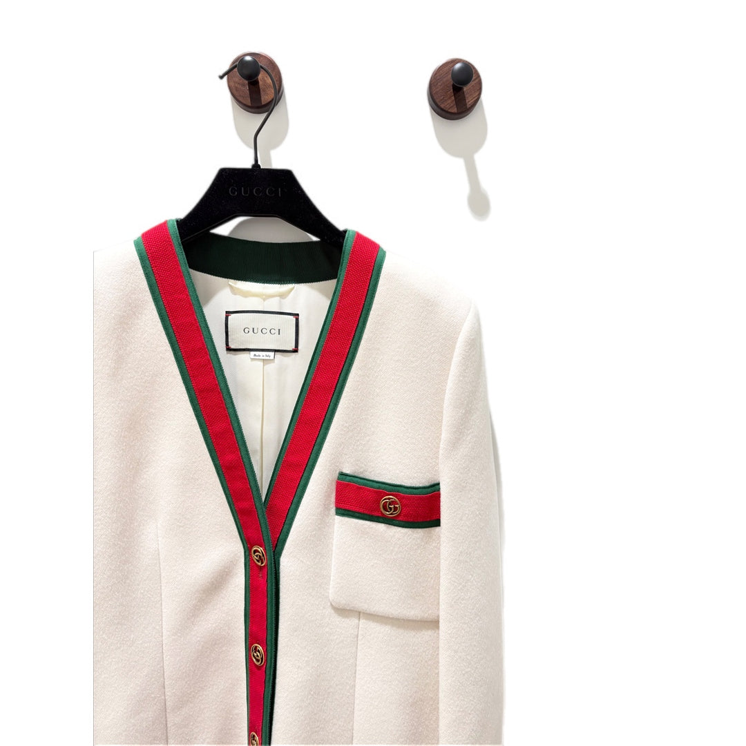 Gucci Web Wool White Coat #42