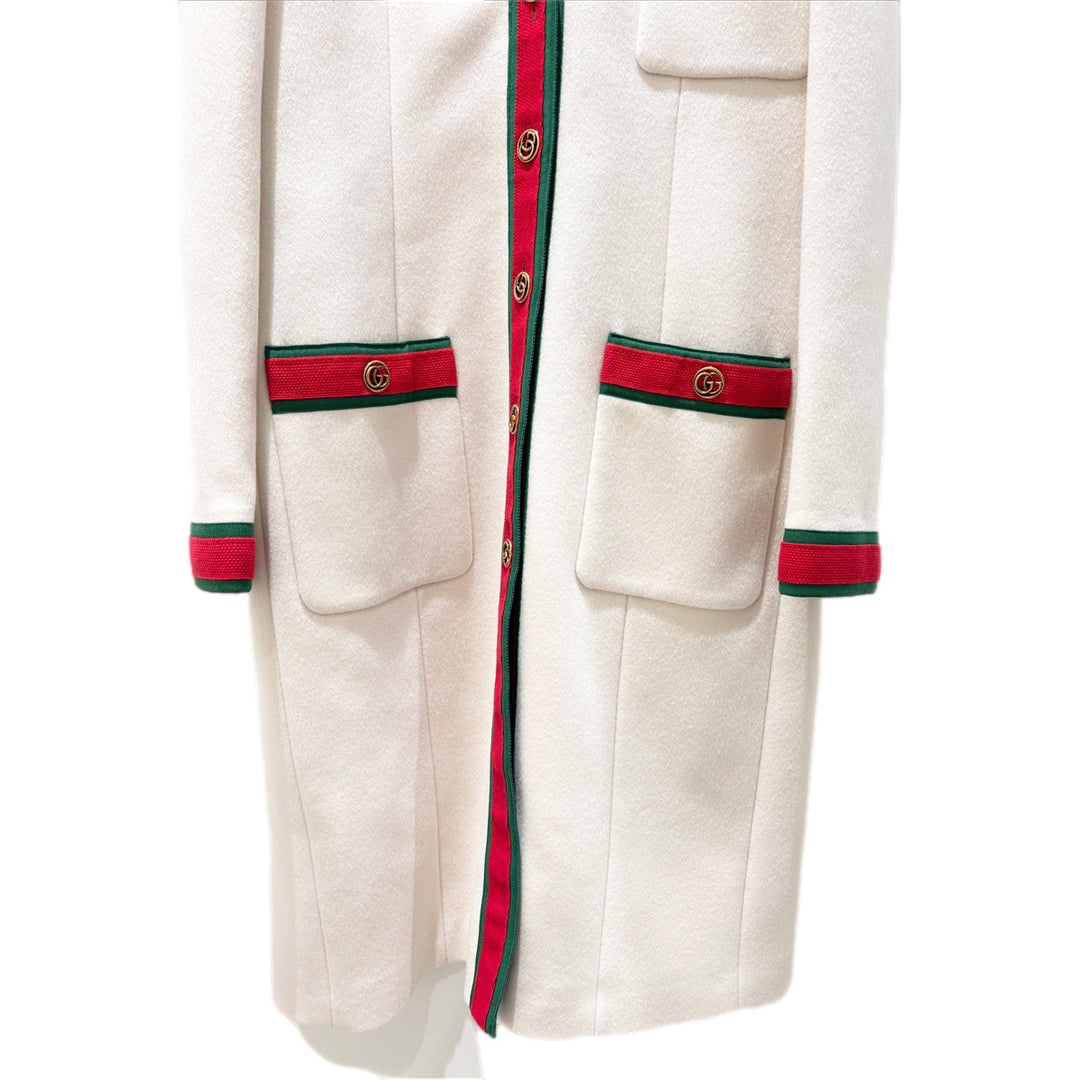 Gucci Web Wool White Coat #42