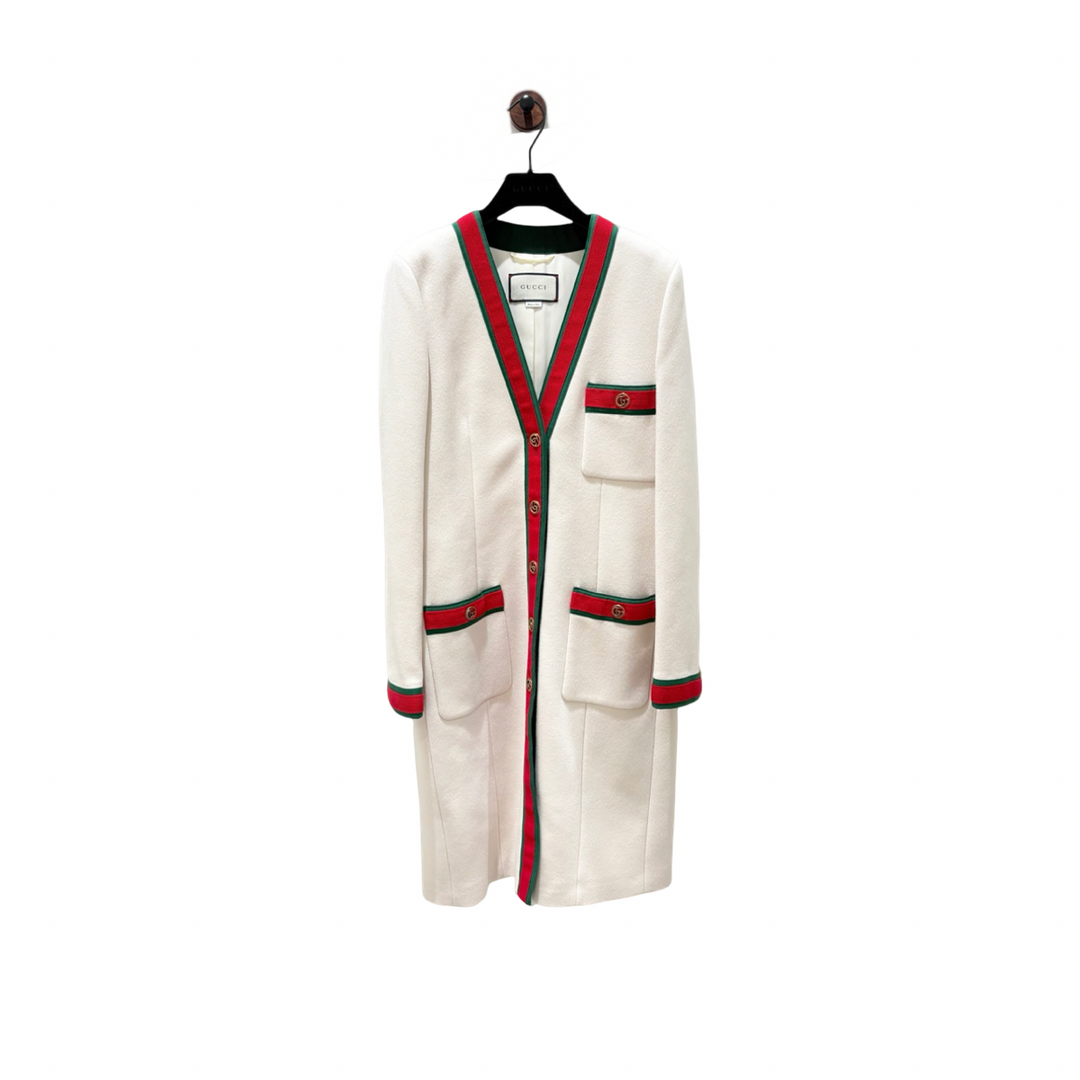 Gucci Web Wool White Coat #42
