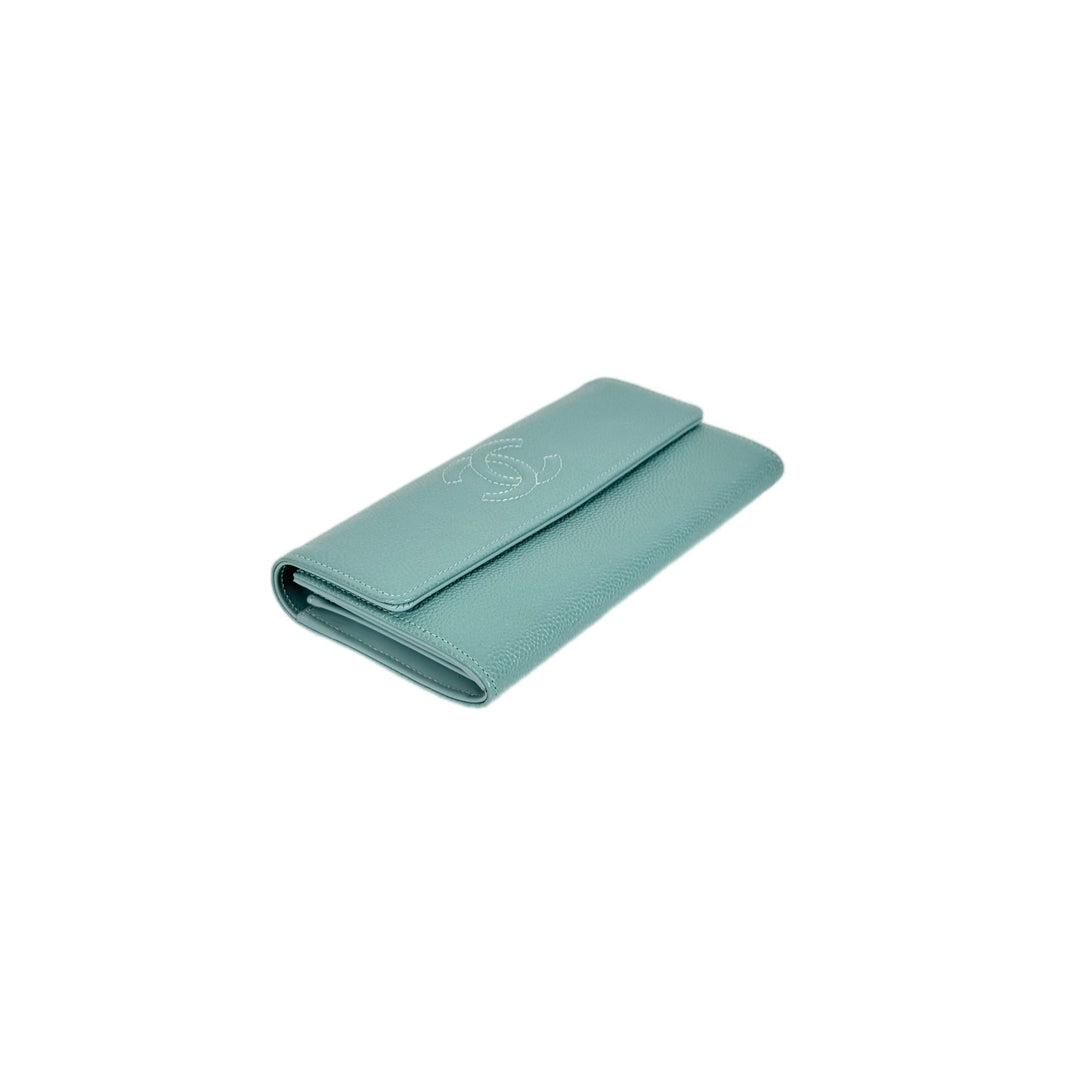 Chanel Long Logo Green Wallet