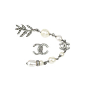 Chanel Forest Leaf CC Logo Pearl Long Drop Earring