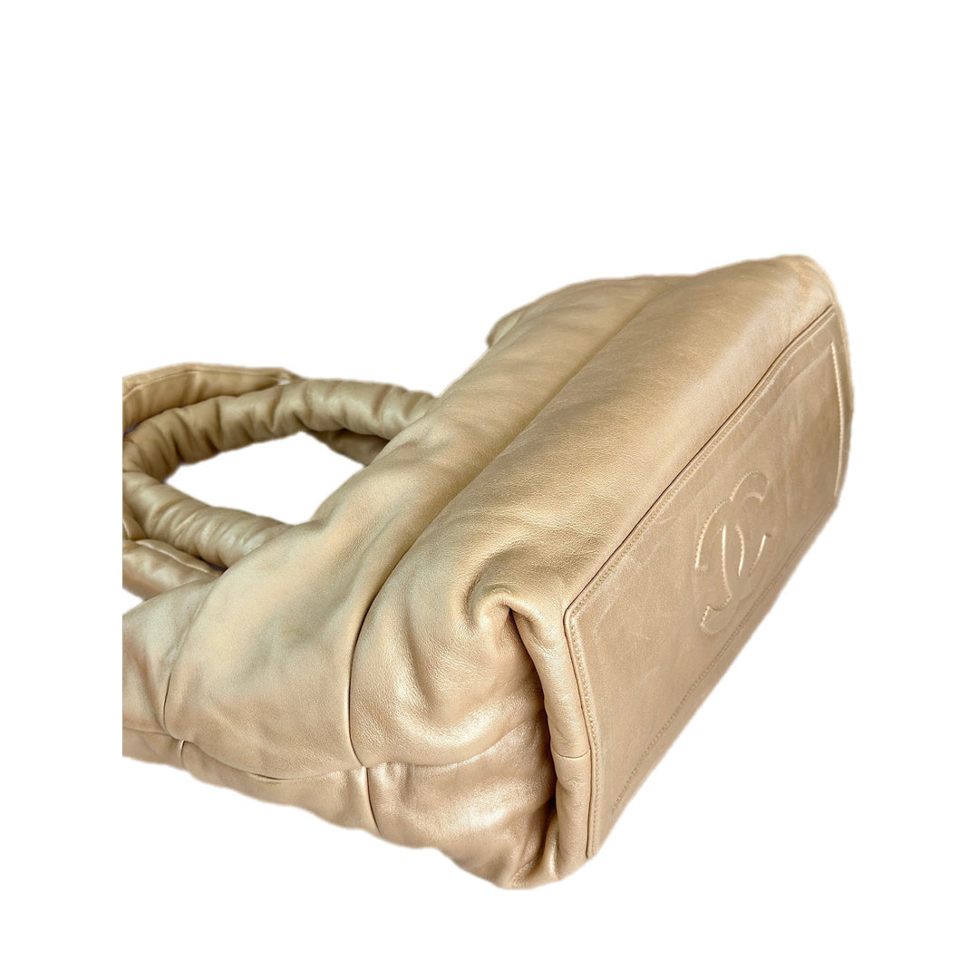 Chanel Vintage Tote Bag Soft Lambskin Gold