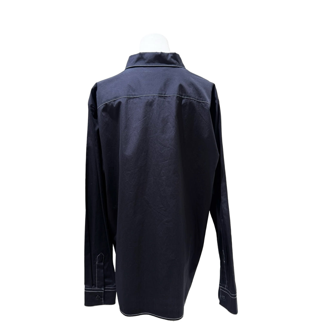 Bottega Veneta Blue Uniform Contrast Stitch Cotton Shirt #52