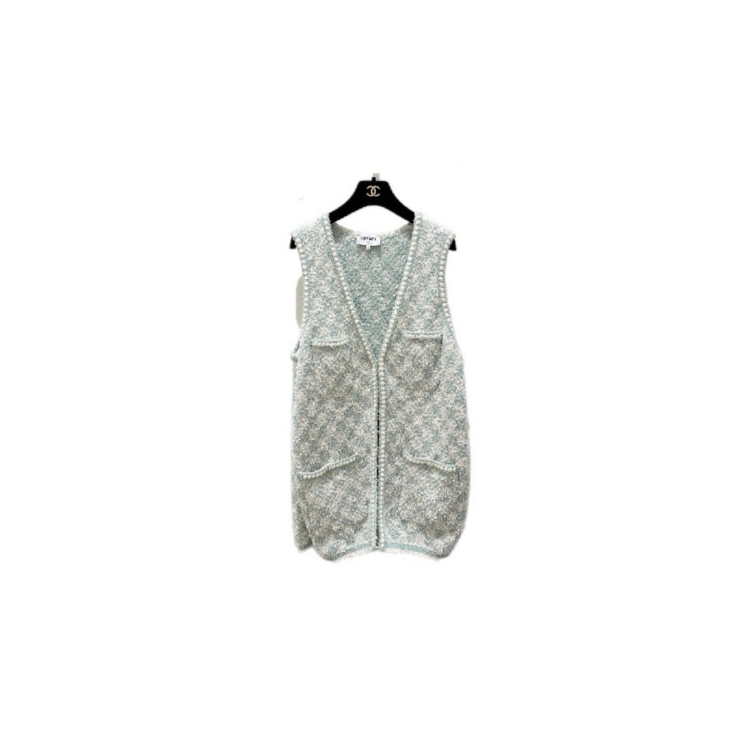 Chanel Light Blue Ecru Vest 23S
