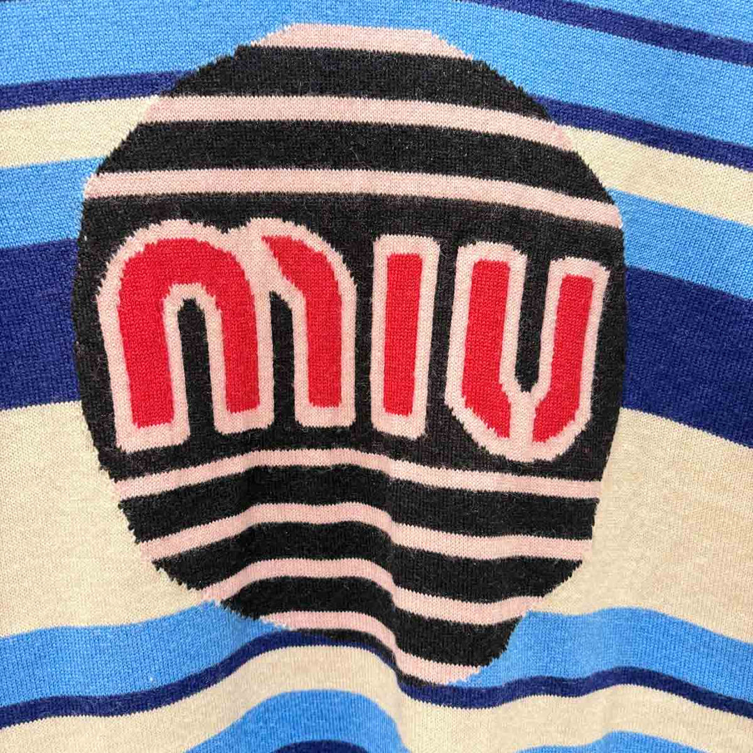 Miumiu Blue Stripped Wool Knit Top Shirt #40