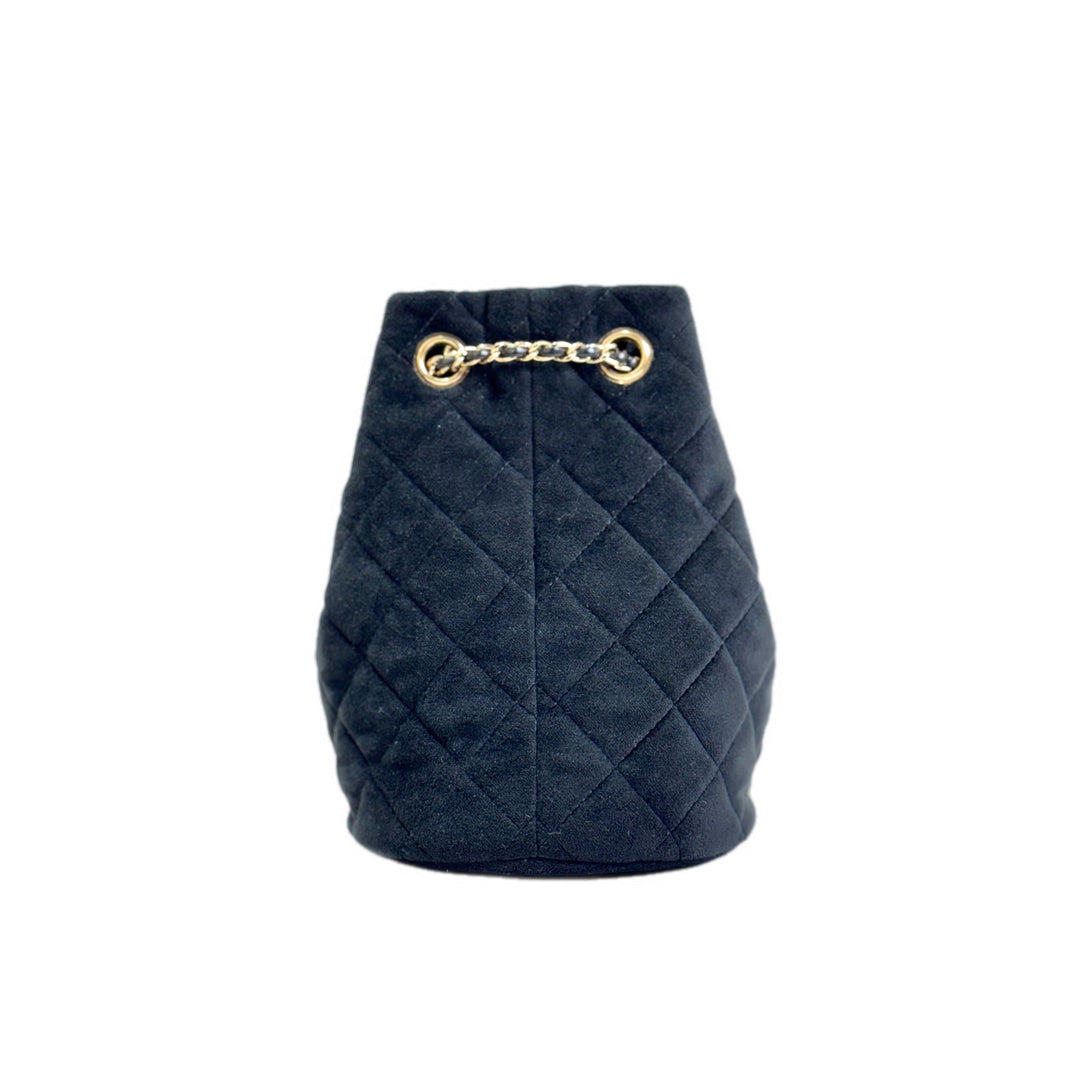 Chanel Bucket Bag Black Velvet with Crystal Crush