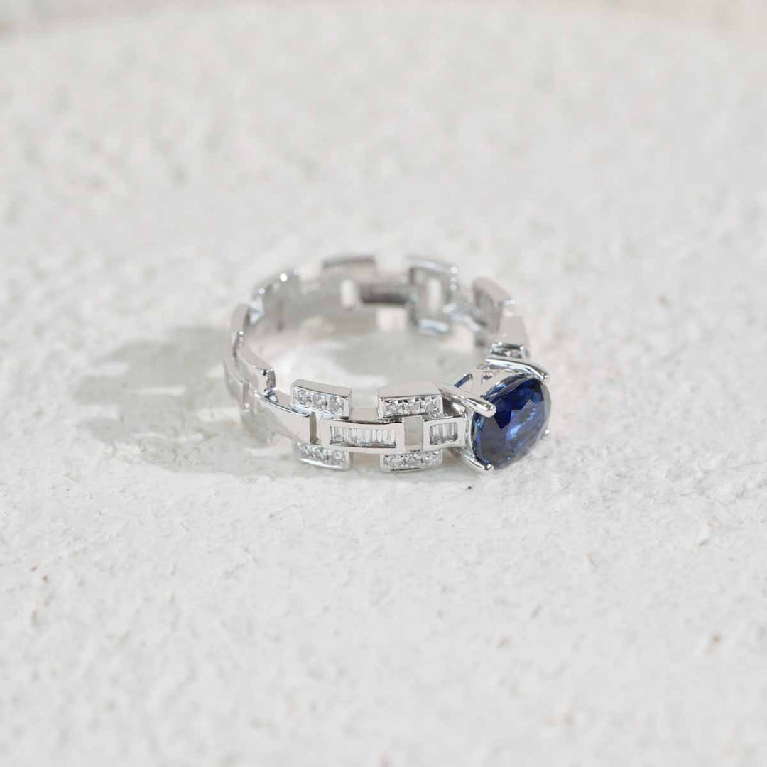 Natural Sapphire Diamond Ring D1.37ct d0.225ct. 18K Gold