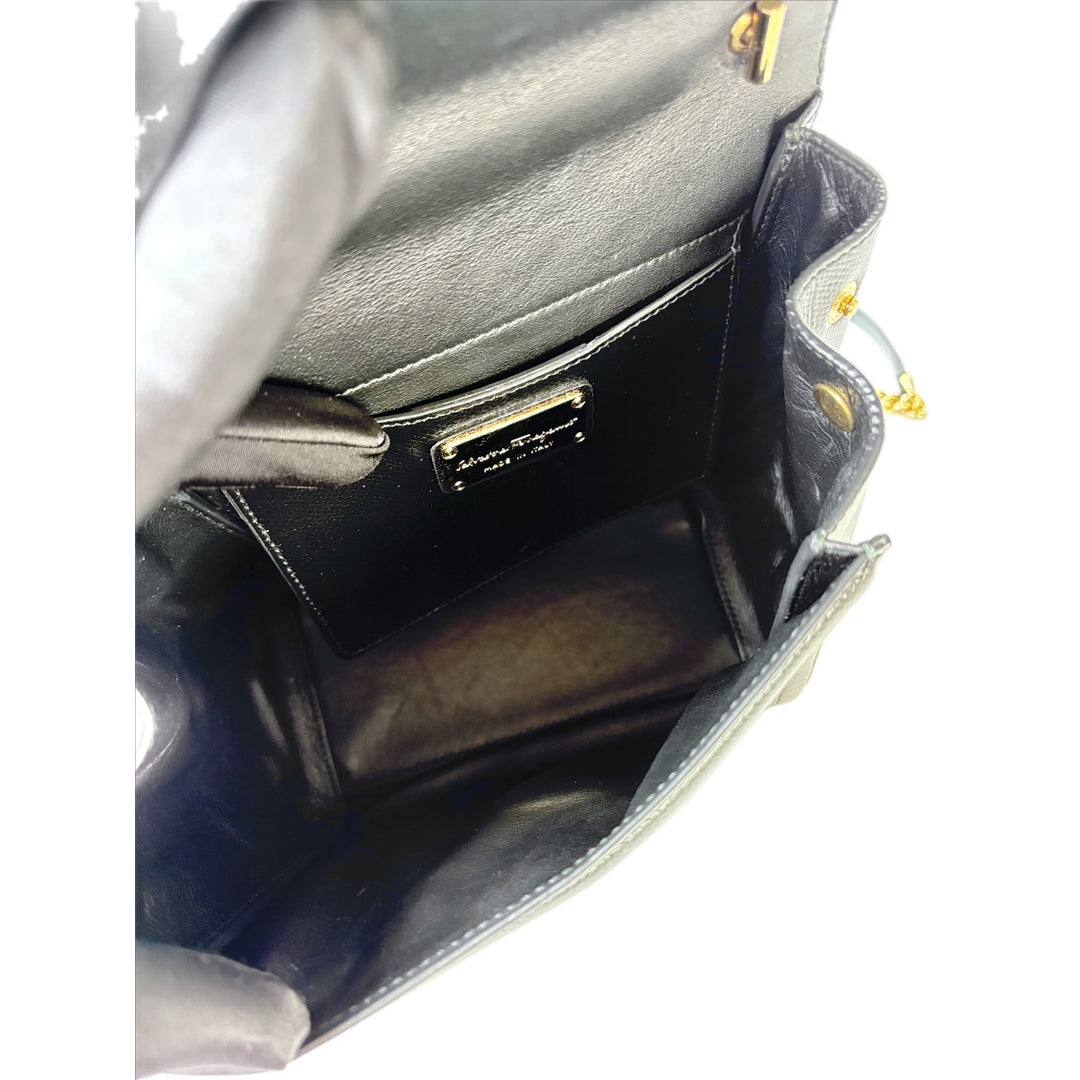 Ferragamo Black Leather Handle Bag