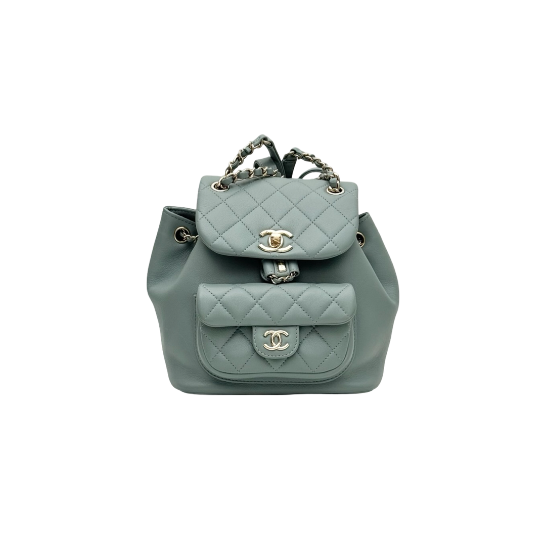 Pre-owned Chanel Green Mini Duma Backpack in Calfskin