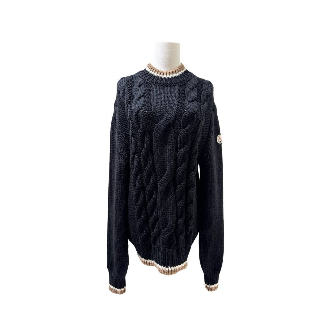 Moncler Black Tricolor Wool Knit Sweater #L