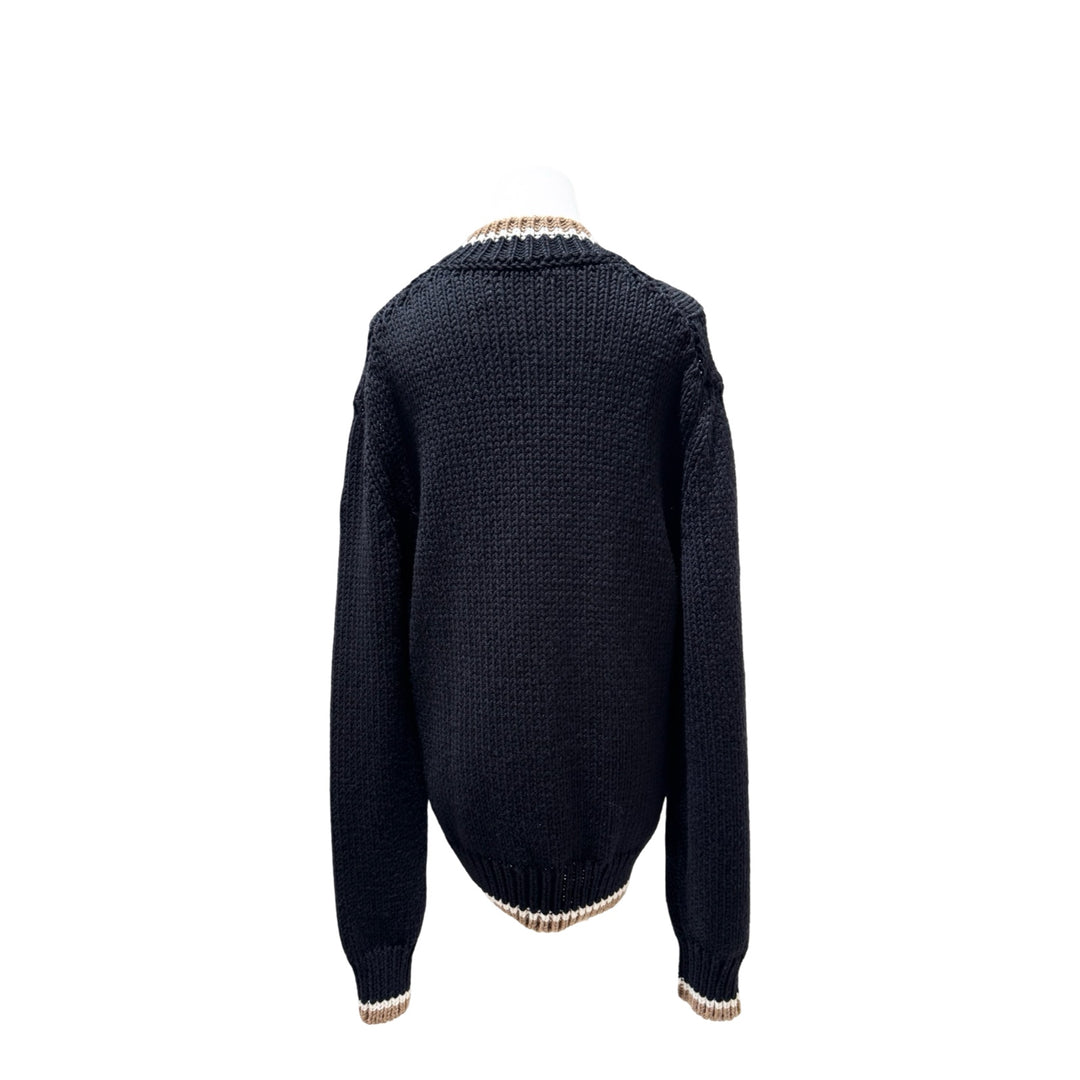 Moncler Black Tricolor Wool Knit Sweater #L