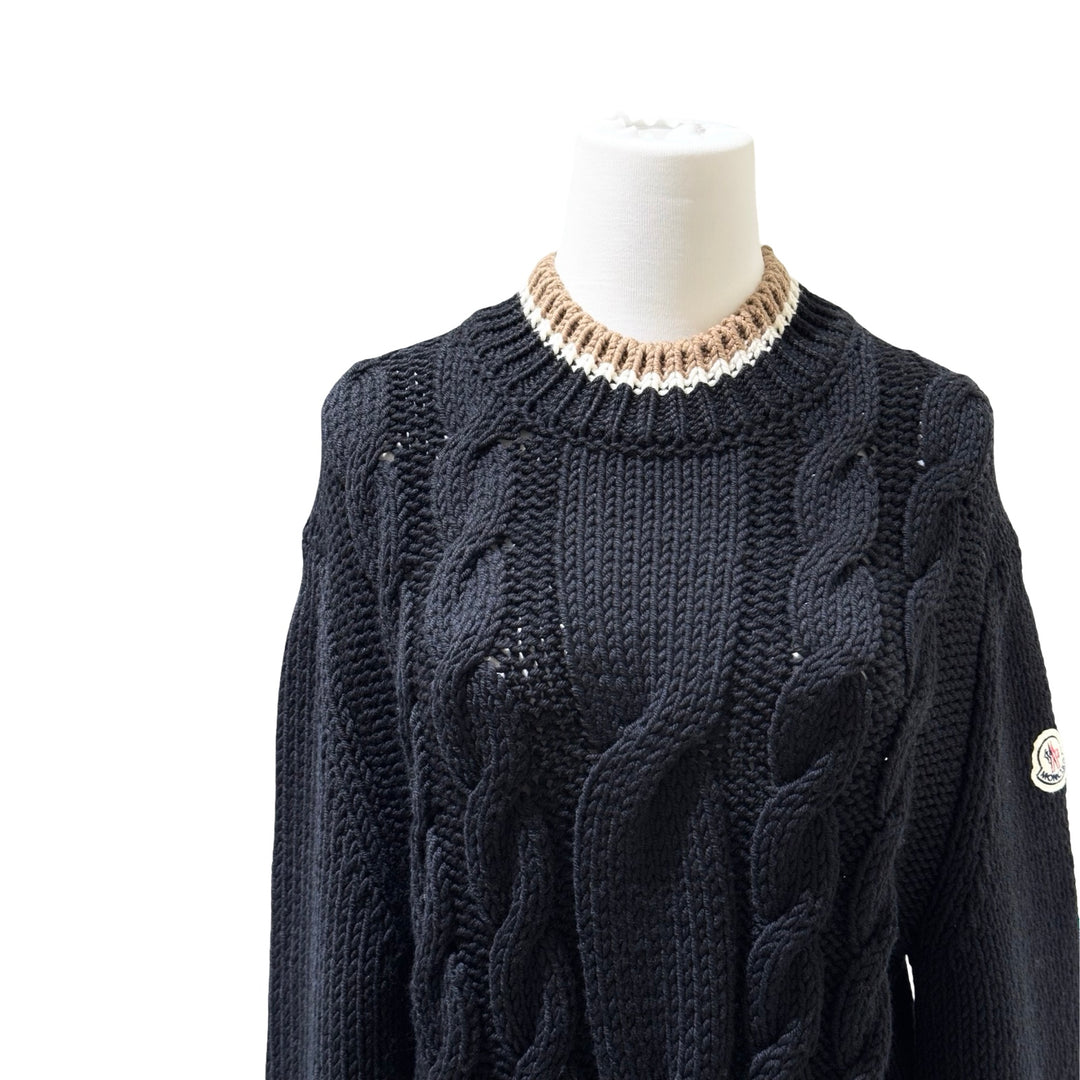 Moncler Black Tricolor Wool Knit Sweater #L