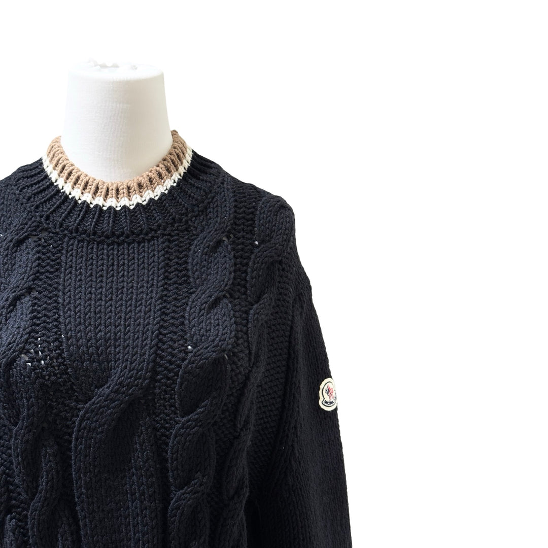 Moncler Black Tricolor Wool Knit Sweater #L