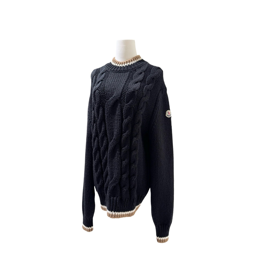 Moncler Black Tricolor Wool Knit Sweater #L