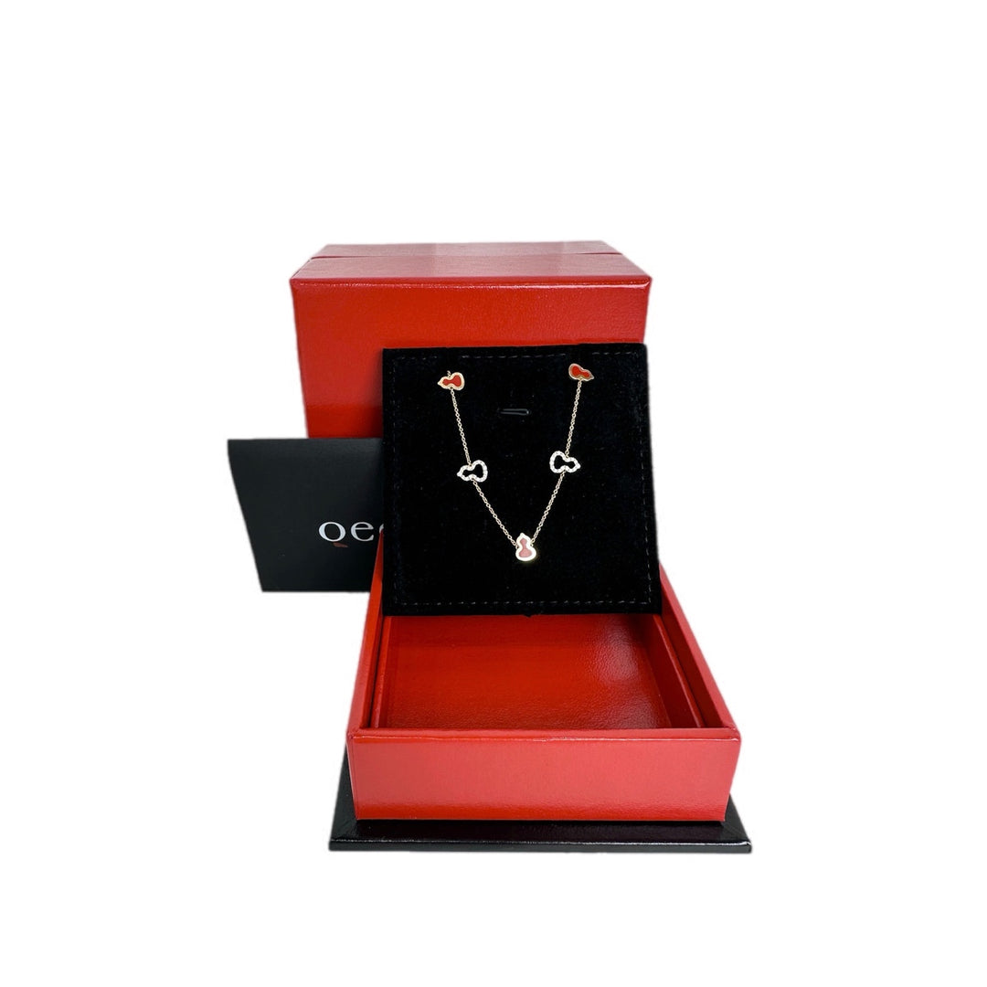Qeelin Wulu Mini Bracelet in 18K RG Red Enamel with Diamonds