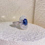 Natural Madagascar Royal Blue Sapphire Ring 4.04ct, Diamond 1.23ct 18K Gold GRS